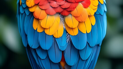 Obraz premium Macaw feathers, vibrant colors, jungle background, wildlife detail, nature texture