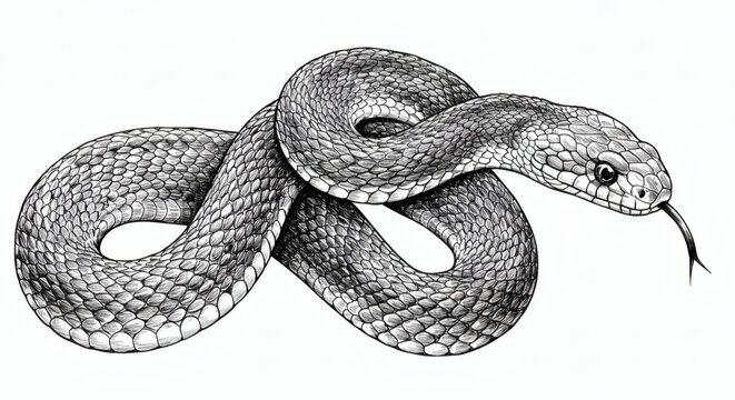 Snake drawing isolated on white background