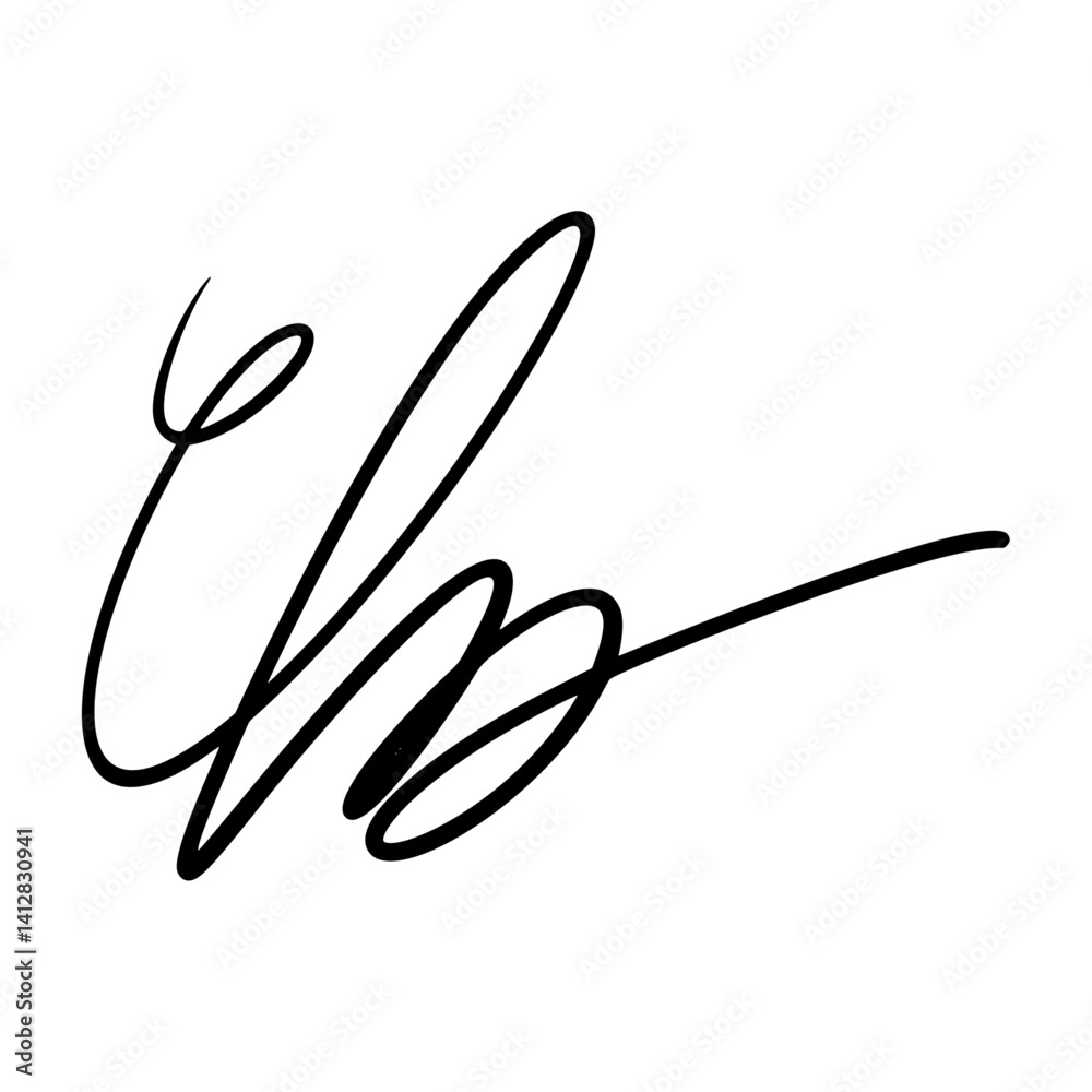 Fototapete handwritten signature name sign with random letter forms. fake autograph for contract or document us