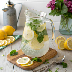Fototapeta premium lemon mint infused water recipe