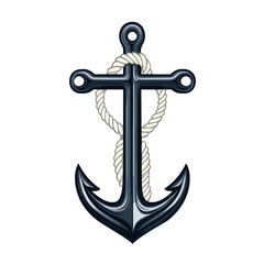 Black and white vector of anchor wrapped in rope and cross, symbol of faith and hope in Jesus, classic religious motif