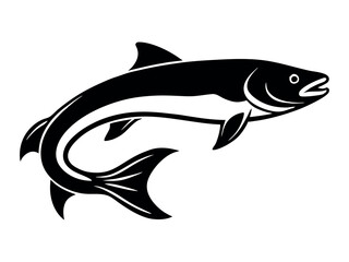 Obraz premium Brown Trout Logo. Unique, Bold, and Eye-catching Brown trout jumping out of the water. Suitable for any Brown Trout Fishing events. Print on T-shirt, etc 