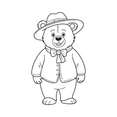 Bear in Clothes Sketch Illustration