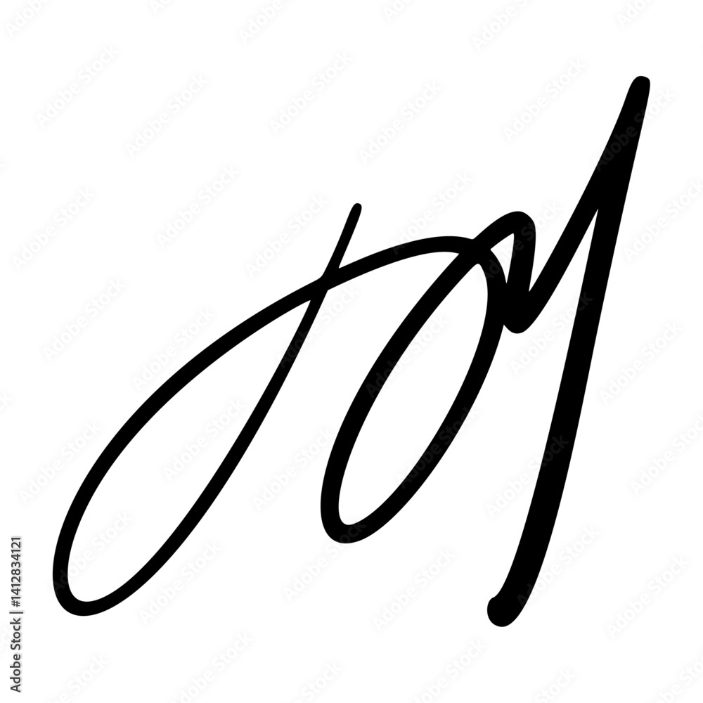 Fototapete handwritten signature name sign with random letter forms. fake autograph for contract or document us