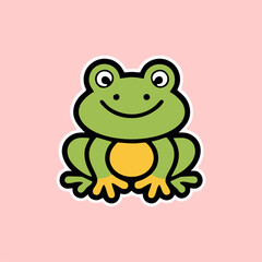 Frog icon logo design template featuring a simple cartoon outline style in green color
