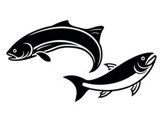 Obraz premium Brown Trout Logo. Unique, Bold, and Eye-catching Brown trout jumping out of the water. Suitable for any Brown Trout Fishing events. Print on T-shirt, etc 