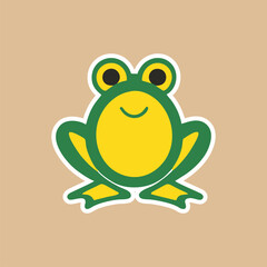 Geometric frog logo icon in modern minimalist flat vector style