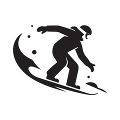 Snowboarder Gliding Down Slope Vector Icon