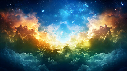 Fototapeta premium Colorful Fantasy Space Cloudscape At Night