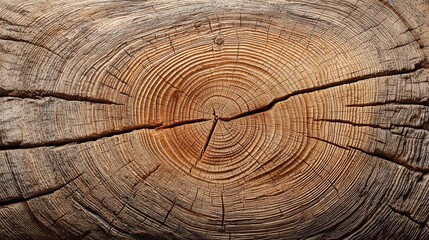 Fototapeta premium Close-Up Detail of a Textured Tree Ring Pattern on Wood Surface