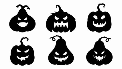 set halloween pumpkin silhouette vector on white background