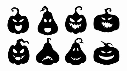 set halloween pumpkin silhouette vector on white background