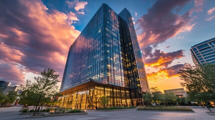Low Angle Shot of Modern Investment Bank Headquarters Tower