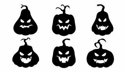 set halloween pumpkin silhouette vector on white background