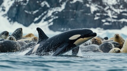 Obraz premium two dolphins jumping