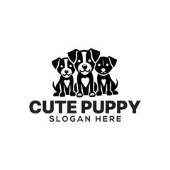 cute puppy silhouette logo vector line art logo design	