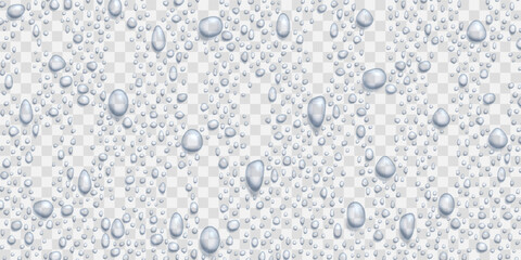Vector Water drops on glass. Rain drops on transparent background