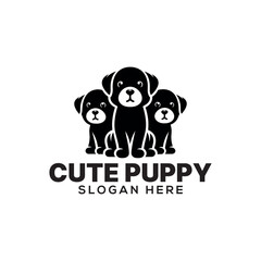 cute puppy silhouette logo vector line art logo design	