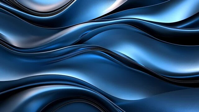 Abstract fluid design with dynamic blue and silver waves