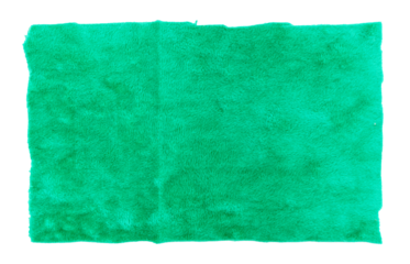A piece of torn green  fabric on a white background. Textile isolate