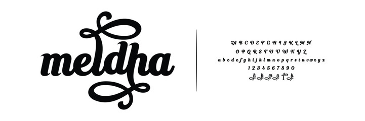 Elegant Uppercase lowercase Letters and Small Numbers. Classic Letter Minimal Fashion Design. Modern serif font typography regular decorative vintage concept. vector illustration.Headline font