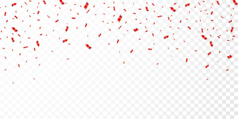 Red confetti. Celebration carnival falling shiny glitter confetti. Luxury greeting card. Vector illustration