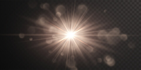 Fototapeta premium Bright flash effect with rays and glare. Light light blur effect. Vector illustration