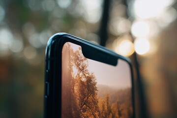 Smartphones capturing landscapes, cityscapes, and nature reflections — a modern visual story blending digital screens with real-world scenery, ideal for creative tech and travel content.








