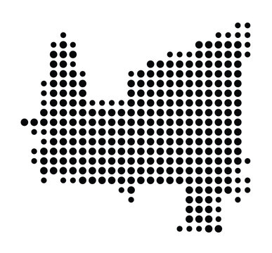 Symbol Map of Kettering (United States) showing the city with a pattern of just a few black dots