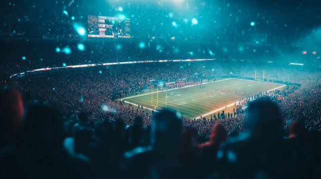Snowy Night Football Game Stadium Crowd