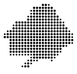 Symbol Map of Warwick (United States) showing the city with a pattern of just a few black dots