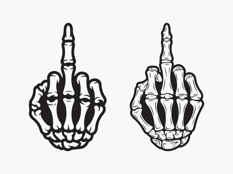  Skeleton Hand Giving the Middle Finger Dark Humor and Edgy Design.