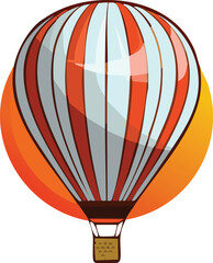Fototapeta premium Hot Air Balloon Floating at Sunset Vector Isolated, Golden Hour Sky Adventure, Romantic Horizon Journey, Vibrant Panoramic Travel Illustration