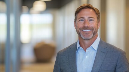 Fototapeta premium Smiling Middle Aged Businessman Portrait in Office