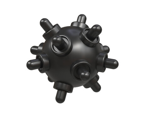 Naval deep-sea anti-ship military mine. 3D image of a sea mine. A dangerous explosive tool. 3d cartoon-style illustration for game design