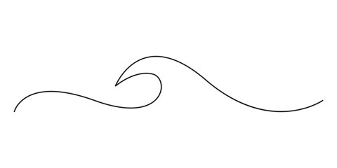 Ocean sea wave one line drawing art. Continuous single line drawing sea wave vector illustration