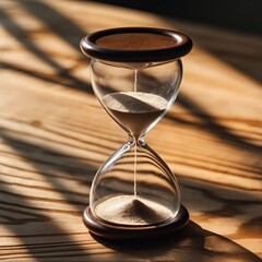 Classic Hourglass On Wooden Table
