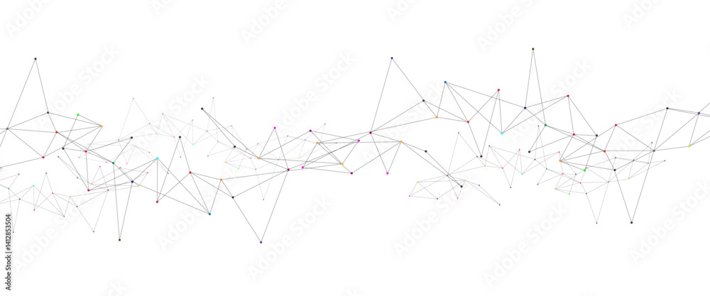 Fototapete Vector illustration of minimalistic design with connecting the dots and lines. Vector Connect link background.