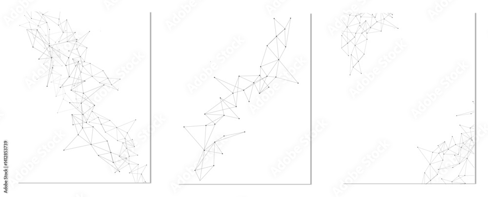 Fototapete Set of global network technology concept. Digital technology futuristic internet network speed connection white background.