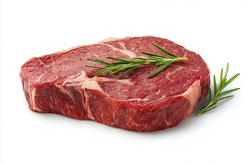 Top view of fresh beef steak isolated on white background color, photorealistic accuracy, good composition, high resolution