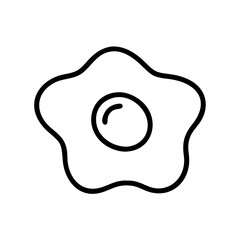 Fried egg icon in black outline on white background