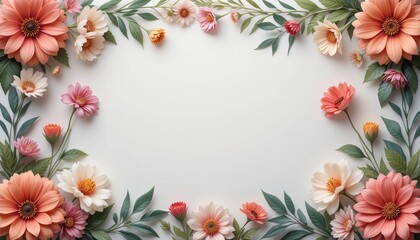 Fototapeta premium Floral arrangement display with vibrant flowers and greenery in a minimalist setting for spring decoration inspiration