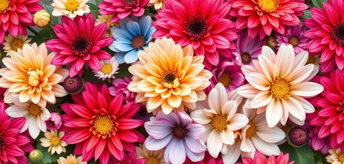 Fototapeta premium Vibrant spring blooms in vintage style, seamless repeat floral pattern, floral repeat, floral background