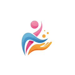 Abstract Colorful Human Figure Symbol of Health, Wellness, and Support