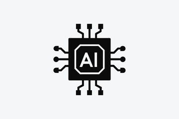 Modern AI Chip Icon On White Background