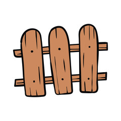 wooden fence easter day doodle vector illustration hand drawn cartoon