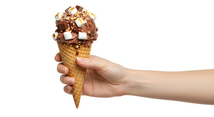 Cone de Sorvete de Chocolate com Cobertura