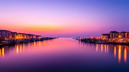 Fototapeta premium Colorful Venice Canal Sunset Panorama