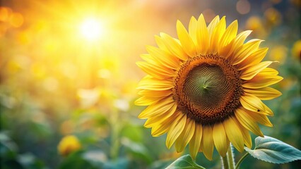 Obraz premium Golden Sunflower in a Field of Blooms at Sunset