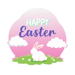 Fototapeta premium Easter egg hunt illustration, for themed cards, posters, invitation, banner, menu, kids design